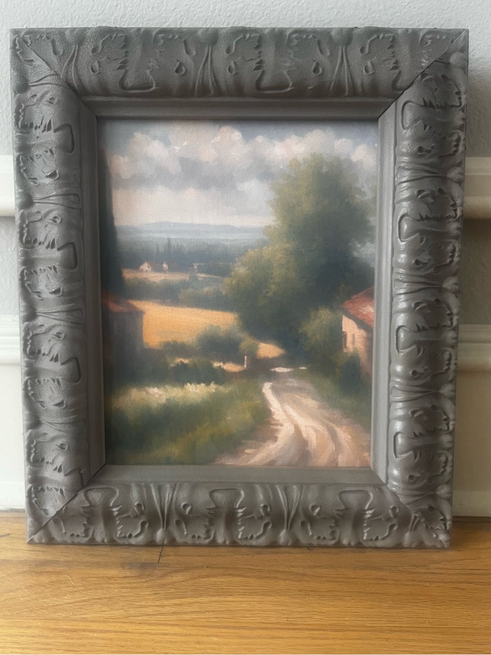 VTG repurposed Framed French Country Canvas Print  12x14”